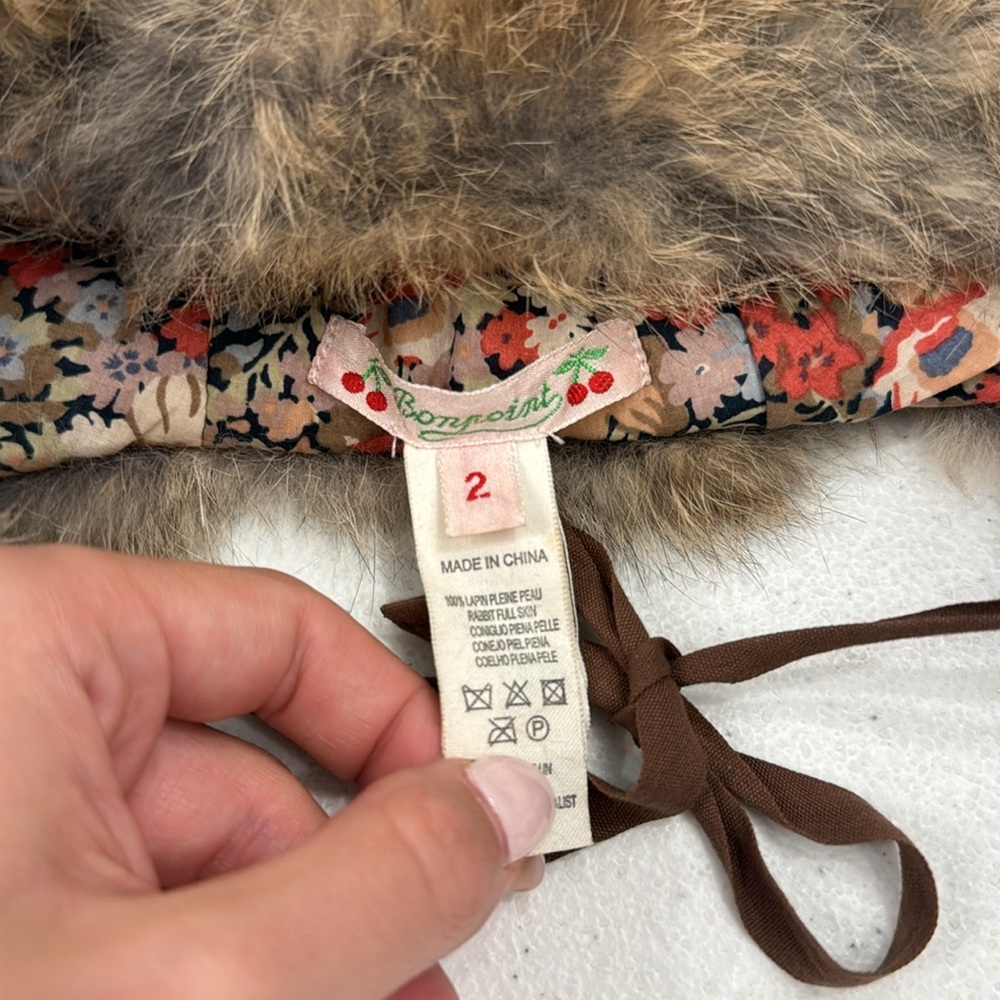 Bonpoint Rabbit Fur Girls Hat - Picture 3 of 5